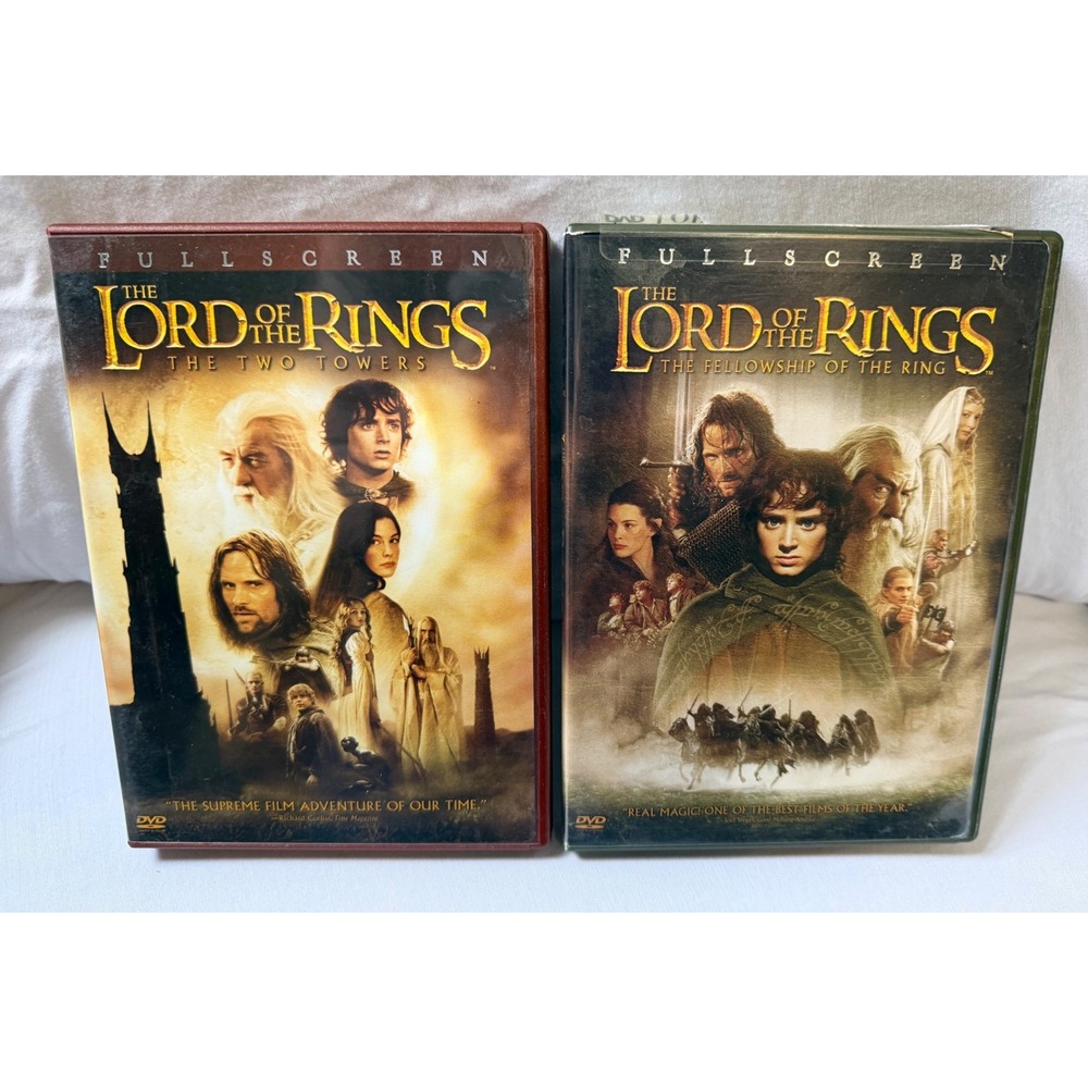 Lord of the Rings DVD Lot Fellowship of the Ring Two Towers Full Screen 2-Disc